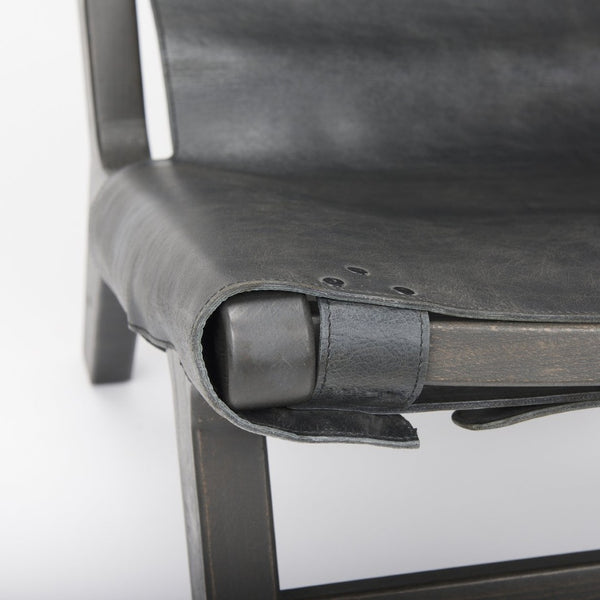 Mercana Elodie Modern Accent Chair: Stylish Leather & Beech Wood Design for Living Room & Office Elegance Black Leather | Black Stain Wood 69628