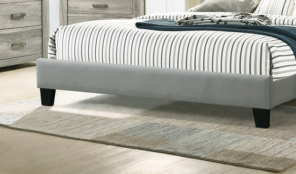 English Elm Contemporary Upholstered Queen Bed with Tufted Linen-Like Headboard, Slat Support, Modern Elegance Grey,Light Gray 62 L x 39 W x 5 H B011P243666