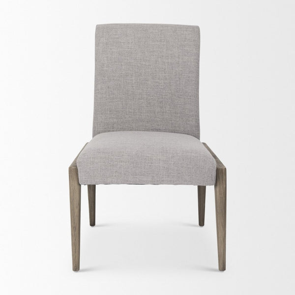 Mercana Palisades Armless Dining Chair - Elegant Upholstered Comfort with Solid Wood Frame for Stylish Dining Gray Fabric | Brown Wood 69824