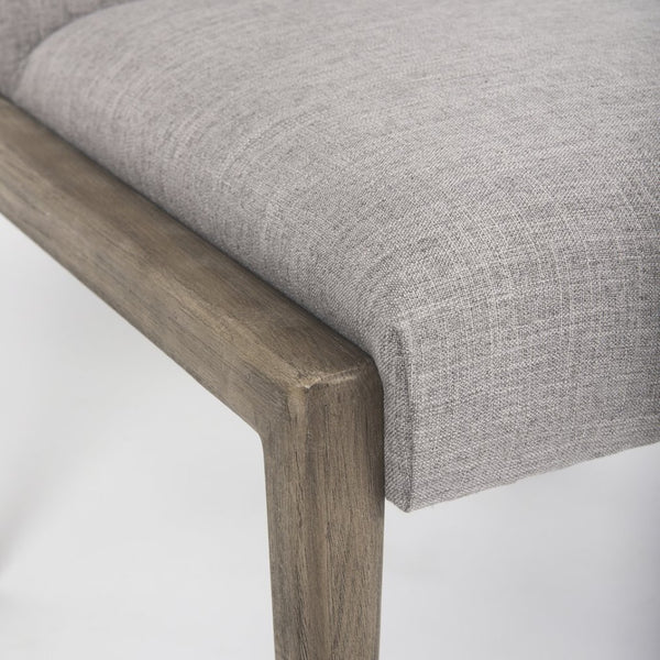 Mercana Palisades Armless Dining Chair - Elegant Upholstered Comfort with Solid Wood Frame for Stylish Dining Gray Fabric | Brown Wood 69824