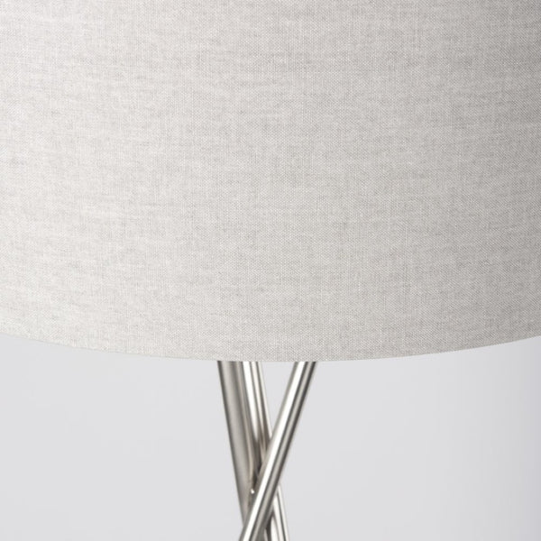 Mercana Ambrose Modern Tripod Floor Lamp for Living Room, Bedroom or Office – Stylish Ambient Lighting Solution Silver Metal | Beige Shade 69844