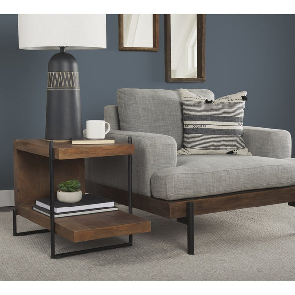 Mercana Colburne I Plush Industrial-Modern Accent Chair with Wood and Iron Frame for Stylish Comfort 68757