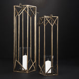 Mercana Ivy Large Gold Metal Geometric Cage Candle Holder Lantern 68976