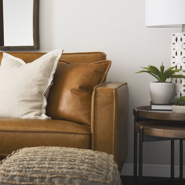 Mercana D'Arcy Mid-Century Modern 65-Inch Leather Sofa with Tailored Details and Luxe Comfort for Living Spaces 69643