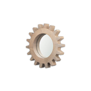 Mercana Sunrise Cog 17" Round Brown Wood Frame Mirror 68665