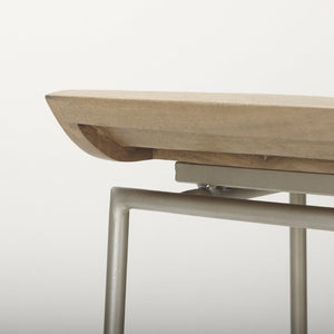 Mercana Givens Stylish Stool with Contoured Wooden Seat and Antiqued Gold Base for Modern Interiors Brown Wood | Silver Metal | Bar 69555