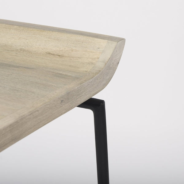 Mercana Givens Stylish Stool with Contoured Wooden Seat and Antiqued Gold Base for Modern Interiors Natural Wood | Black Metal | Counter 69556