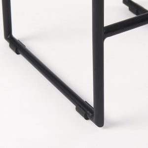 Mercana Givens Stylish Stool with Contoured Wooden Seat and Antiqued Gold Base for Modern Interiors Natural Wood | Black Metal | Counter 69556