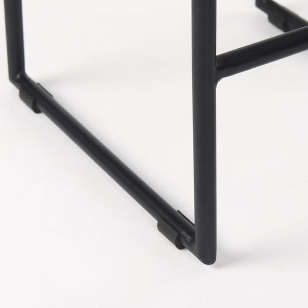 Mercana Givens Stylish Stool with Contoured Wooden Seat and Antiqued Gold Base for Modern Interiors Natural Wood | Black Metal | Counter 69556