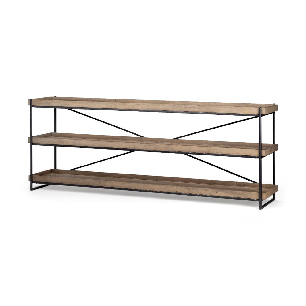 Mercana Trey Console Table - Stylish 80" Entryway Furniture with Solid Mango Wood and Sturdy Iron Frame 68217