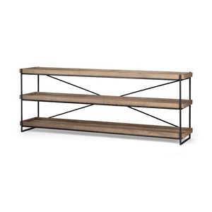 Mercana Trey Console Table - Stylish 80" Entryway Furniture with Solid Mango Wood and Sturdy Iron Frame 68217