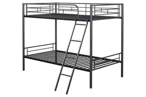 English Elm Contemporary Twin-over-Full Bunk Bed with Sturdy Metal Frame, Two-Tone Finish, Space-Saving Design Black 81 L x 15 W x 7 H B2741P347313