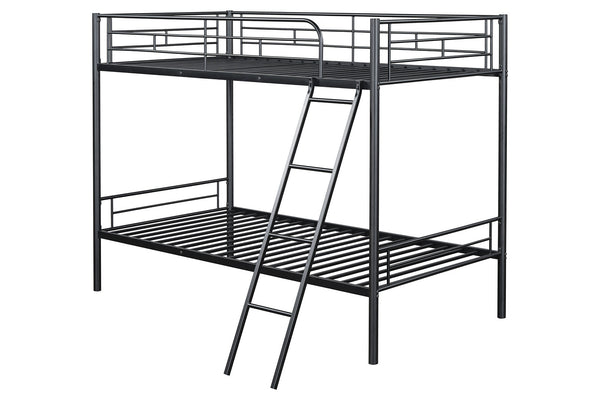 English Elm Contemporary Twin-over-Full Bunk Bed with Sturdy Metal Frame, Two-Tone Finish, Space-Saving Design Black 81 L x 15 W x 7 H B2741P347313