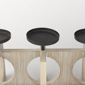 Mercana Cambie Large-Scale Candle Holder for Table Centerpiece – Natural Wood & Industrial Charm Design 69733