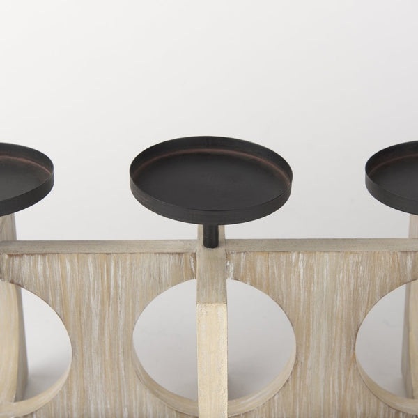 Mercana Cambie Large-Scale Candle Holder for Table Centerpiece – Natural Wood & Industrial Charm Design 69733