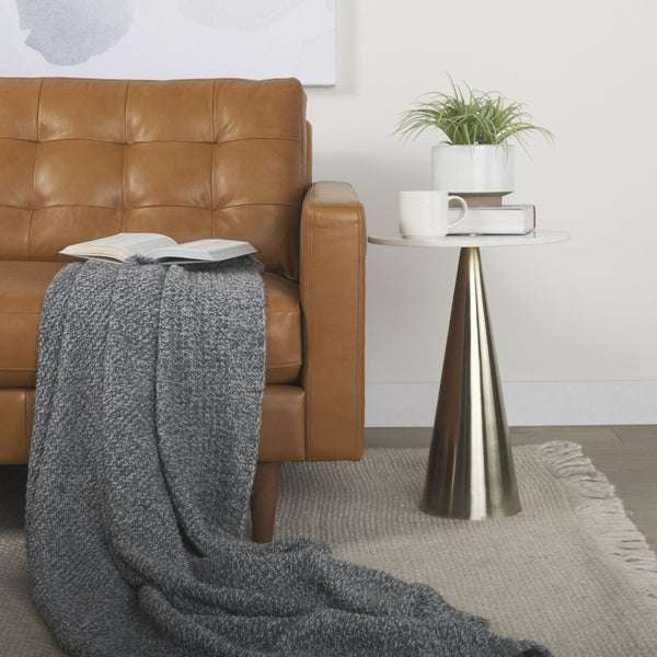 Mercana Olaf Modern Leather Sofa - Premium Comfort with Blind-Tufted Cushions and Tapered Legs for Elegance 69693