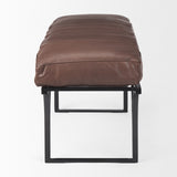 Mercana Jessie 55L x 16W x 19H Dark Brown Leather Seat W/Black Metal Base Accent Bench 70052