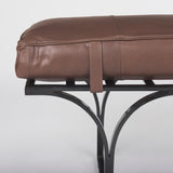 Mercana Jessie 55L x 16W x 19H Dark Brown Leather Seat W/Black Metal Base Accent Bench 70052