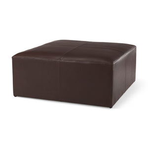 Mercana Minara 36L x 36W x 16H Square Dark Brown Leather Wrapped Ottoman 70051