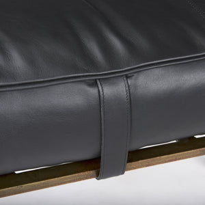Mercana Jessie Accent Bench: Luxurious Leather Upholstery with Sturdy Metal Base for Modern Living Spaces Black Leather | Gold Metal 69061
