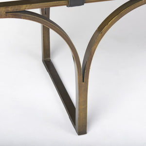 Mercana Jessie Accent Bench: Luxurious Leather Upholstery with Sturdy Metal Base for Modern Living Spaces Black Leather | Gold Metal 69061