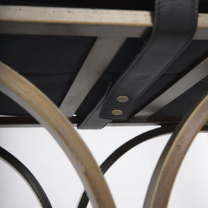Mercana Jessie Accent Bench: Luxurious Leather Upholstery with Sturdy Metal Base for Modern Living Spaces Black Leather | Gold Metal 69061