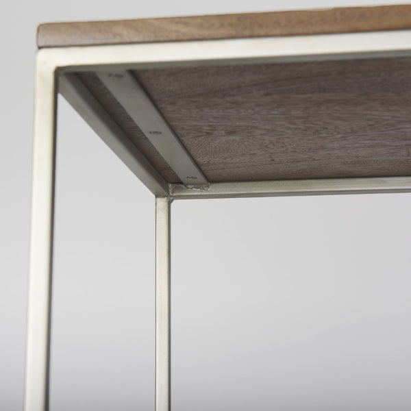 Mercana Morris 6-Shelf Shelving Unit - Modern Wood and Metal Design for Stylish Storage and Display Solutions Brown Wood | Silver Metal 69104