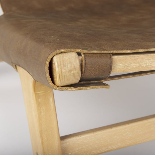 Mercana Elodie Modern Accent Chair: Stylish Leather & Beech Wood Design for Living Room & Office Elegance Brown Leather | Natural Wood 69627