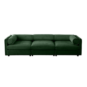 English Elm Elegant Green Chenille Sofa: Chic 3-Seater With Hidden Storage, Ergonomic Backrest & Modular Design W714S01060
