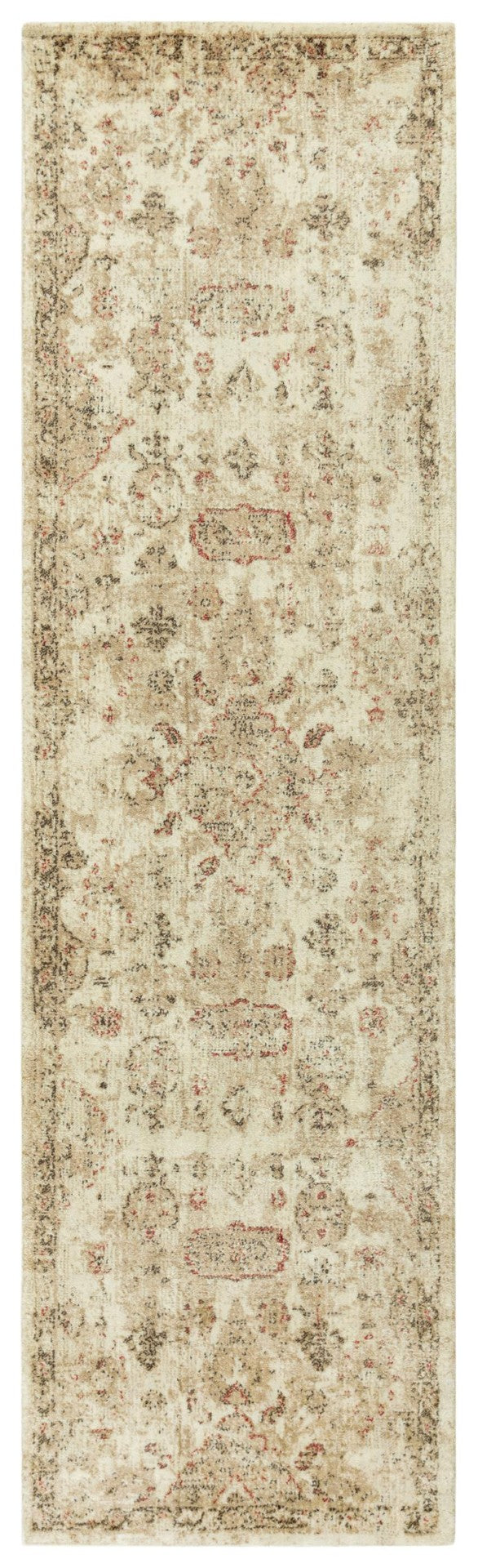 Alora Decor Euphoria Vintage-Inspired Wool Runner Rug In Beige Tan With Rust Medallions — Hand-Finished Luxury 2'6" x 10' 00600610104122610