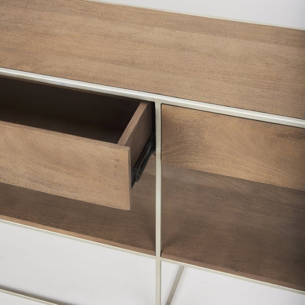 Mercana Morris Console Table: Stylish Mid-Century Modern Design with Ample Storage for Any Room Decor 69102