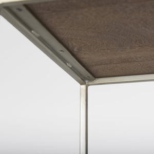 Mercana Morris 4-Shelf Vertical Shelving Unit with Solid Wood and Sleek Metal Frame for Stylish Storage Solutions Brown Wood | Silver Metal 69103