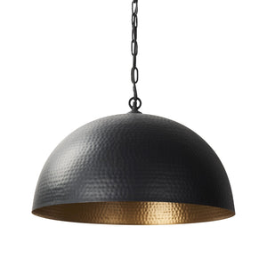 Mercana Karina Pendant Light – Stunning Hammered Dome Design in Matte Black with Luxurious Gold Interior Finish Matte Black | 24" Round 70057