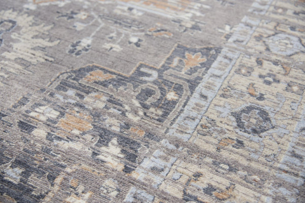 Alora Decor Euphoria Handcrafted New Zealand Wool Rug With Distressed Medallion In Rustic Rust, Blue, Orange Tones 5' x 8' 00600610500330508