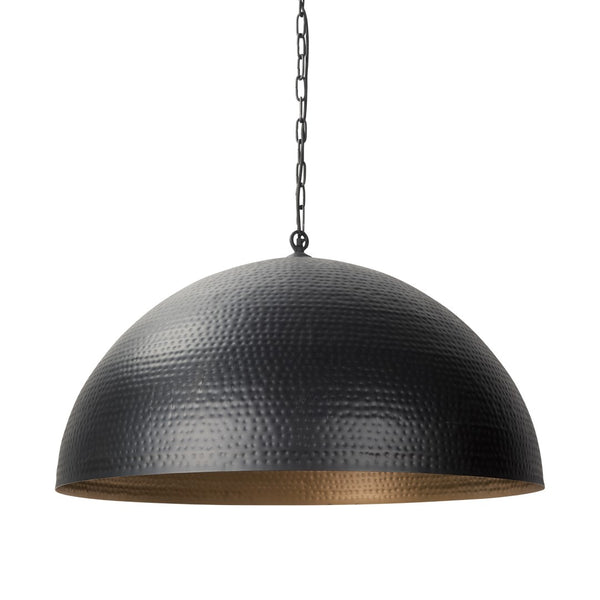Mercana Karina Pendant Light – Stunning Hammered Dome Design in Matte Black with Luxurious Gold Interior Finish Matte Black | 36" Round 70058