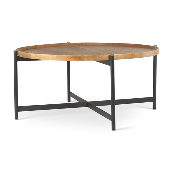Mercana Marquisa Industrial-Style Coffee Table with Mango Wood Top and Sturdy Iron Frame for Modern Living Spaces Brown Wood | Black Metal | Large 70062