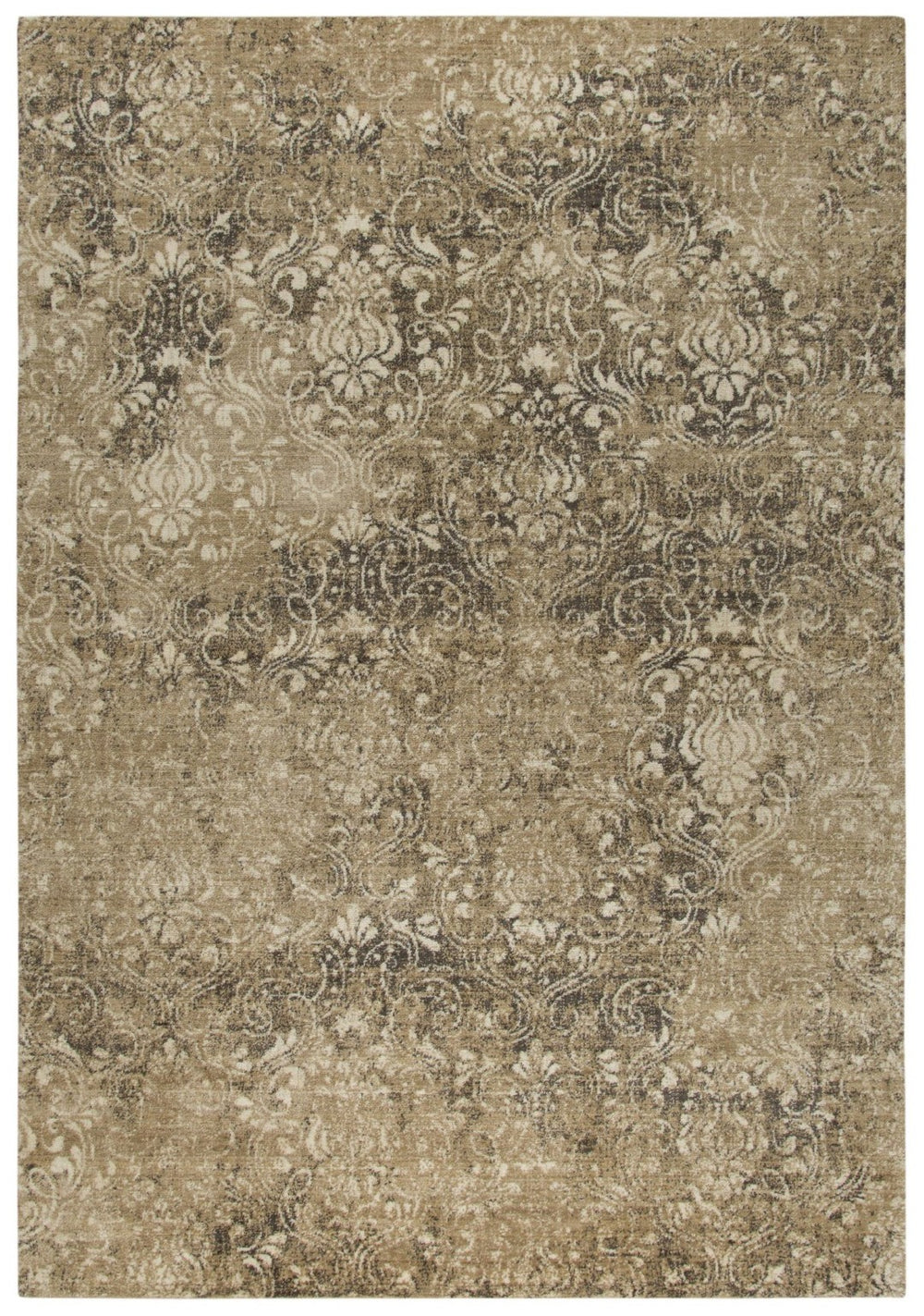 Alora Decor Euphoria Neutral Damask Wool Rug — Hand-Washed New Zealand Wool, Loomed Hand-Knotted Look, Durable Elegance 8' x 10' 00600610800280810