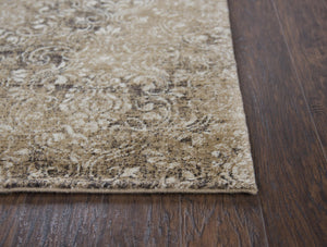 Alora Decor Euphoria Neutral Damask Wool Rug — Hand-Washed New Zealand Wool, Loomed Hand-Knotted Look, Durable Elegance 8' x 10' 00600610800280810