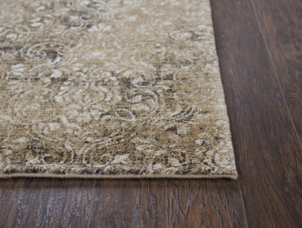 Alora Decor Euphoria Neutral Damask Wool Rug — Hand-Washed New Zealand Wool, Loomed Hand-Knotted Look, Durable Elegance 8' x 10' 00600610800280810