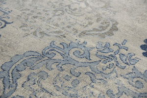 Alora Decor Euphoria Hand-Finished New Zealand Wool Runner With Transitional Medallion In Soothing Grays & Blues 2'6" x 10' 00600611400432610
