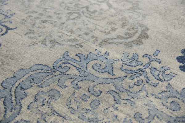 Alora Decor Euphoria Hand-Finished New Zealand Wool Runner With Transitional Medallion In Soothing Grays & Blues 2'6" x 10' 00600611400432610