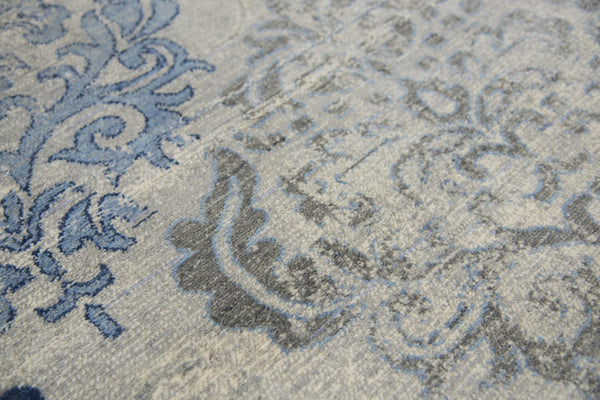 Alora Decor Euphoria Hand-Finished New Zealand Wool Runner With Transitional Medallion In Soothing Grays & Blues 2'6" x 10' 00600611400432610