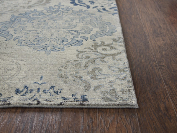 Alora Decor Euphoria Hand-Finished New Zealand Wool Runner With Transitional Medallion In Soothing Grays & Blues 2'6" x 10' 00600611400432610