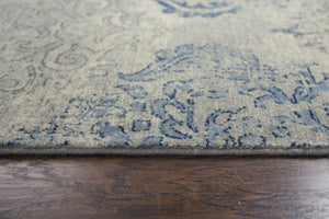 Alora Decor Euphoria Hand-Finished New Zealand Wool Runner With Transitional Medallion In Soothing Grays & Blues 2'6" x 10' 00600611400432610