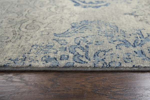 Alora Decor Euphoria Hand-Finished New Zealand Wool Runner With Transitional Medallion In Soothing Grays & Blues 2'6" x 10' 00600611400432610