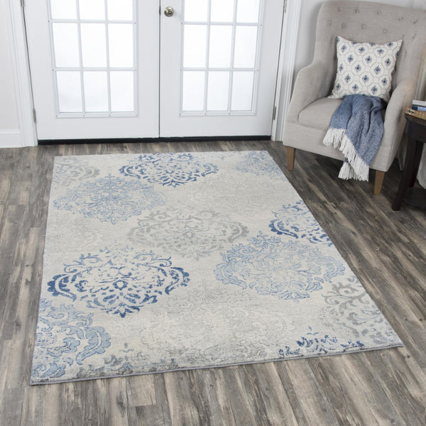 Alora Decor Euphoria Hand-Finished New Zealand Wool Runner With Transitional Medallion In Soothing Grays & Blues 2'6" x 10' 00600611400432610