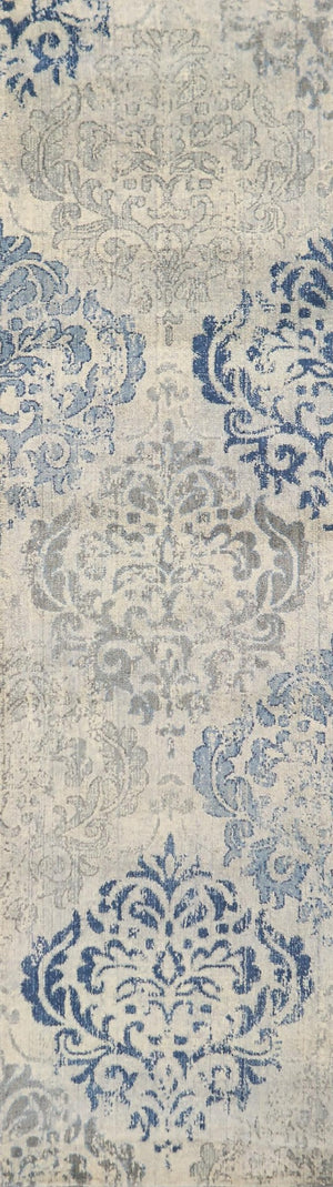 Alora Decor Euphoria Hand-Finished New Zealand Wool Runner With Transitional Medallion In Soothing Grays & Blues 2'6" x 10' 00600611400432610