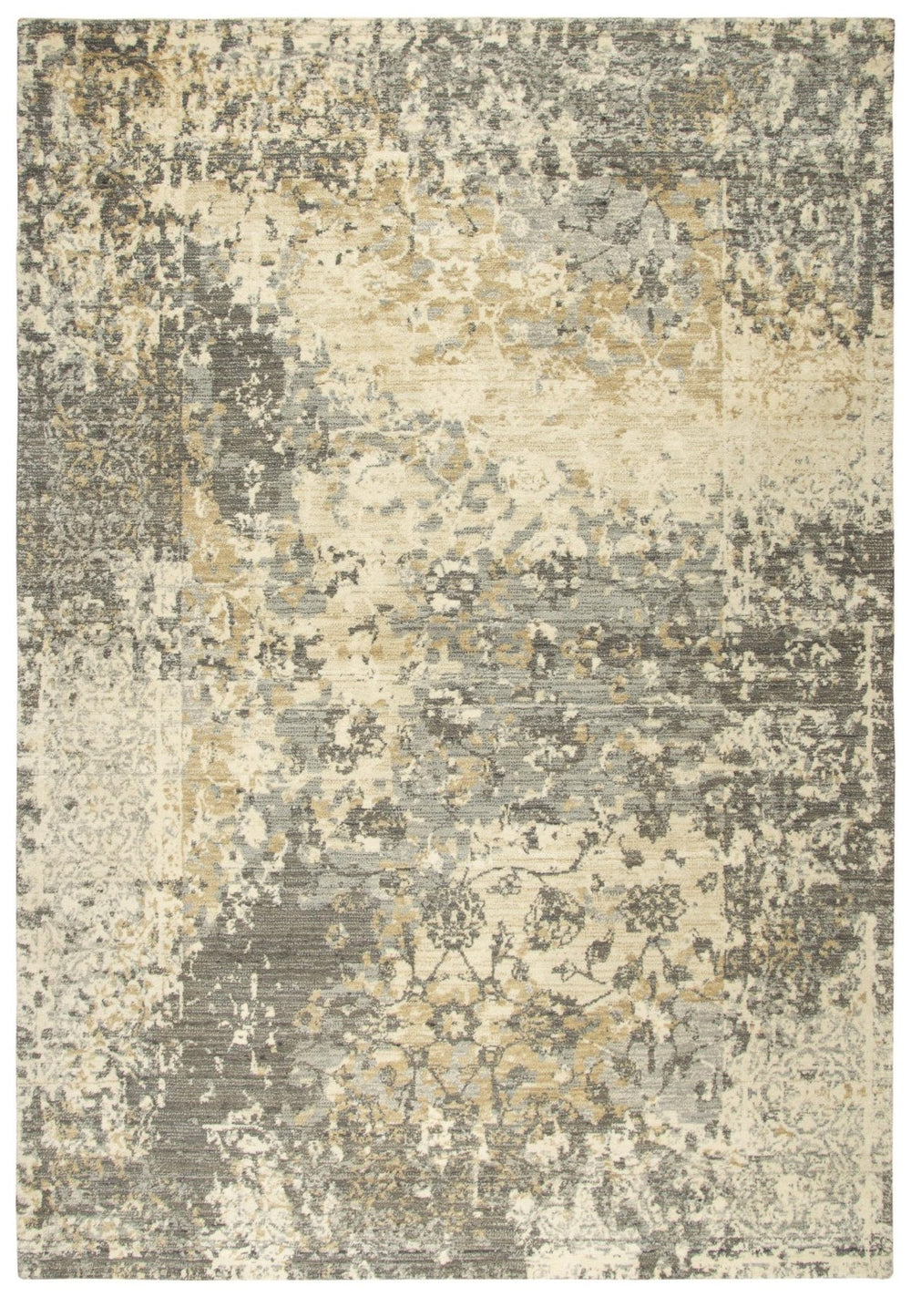 Alora Decor Euphoria Neutral Floral Wool Rug — Distressed Transitional Elegance, Power-Loomed With Hand-Finished Texture 8' x 10' 006006118DR000810