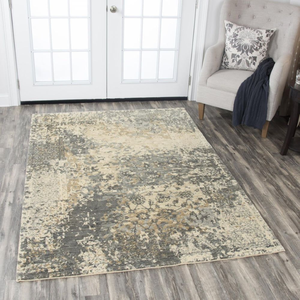 Alora Decor Euphoria Neutral Floral Wool Rug — Distressed Transitional Elegance, Power-Loomed With Hand-Finished Texture 8' x 10' 006006118DR000810