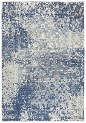 Alora Decor Euphoria Plush New Zealand Wool Rug With Distressed Blue Floral Motif For Contemporary Spaces 3' x 5' 00600612100090305
